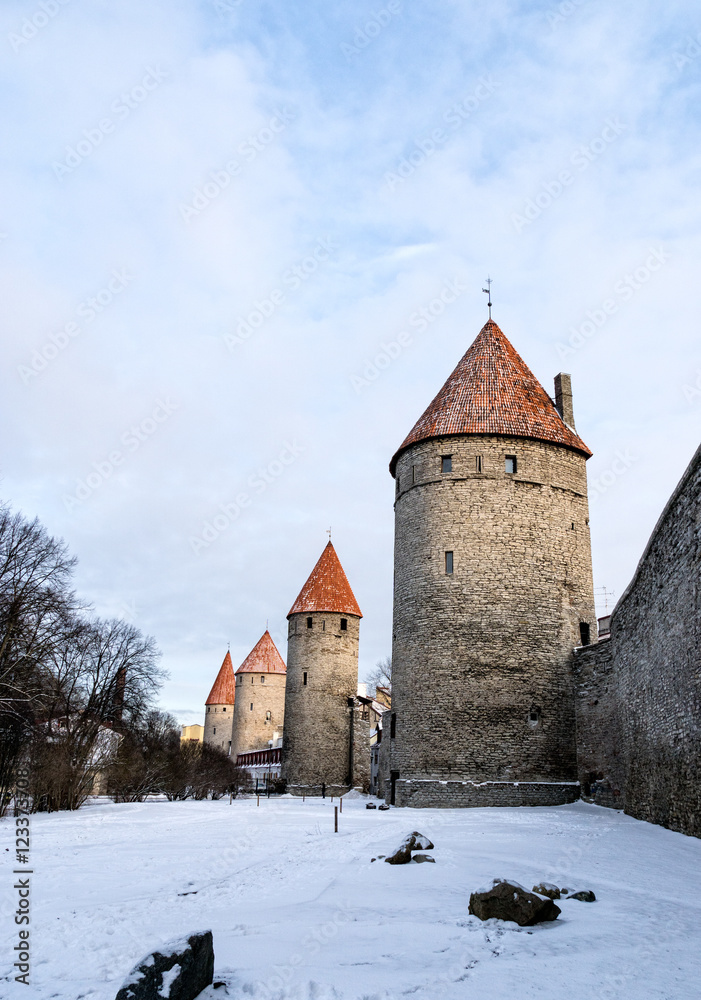 Part of the medieval city wall in Tallinn, Estonia

