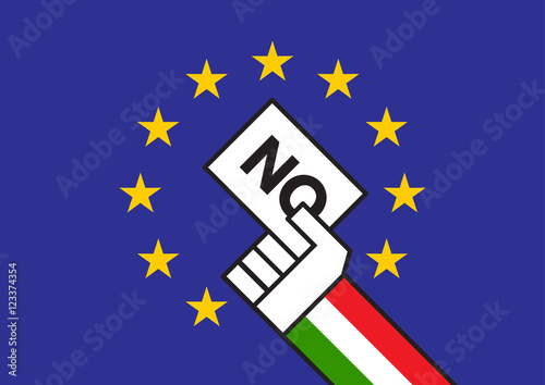 No vote for the Italian referendum with EU flag in the backgroun