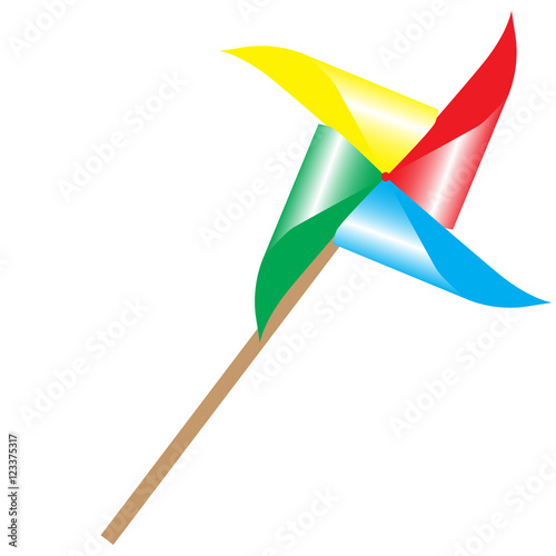 colorful pinwheel windmill fan toy isolated vector illustration