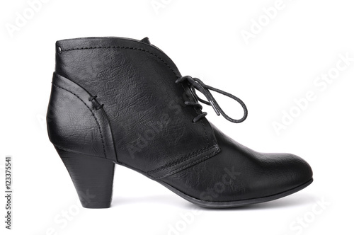 Single black leather women's shoe