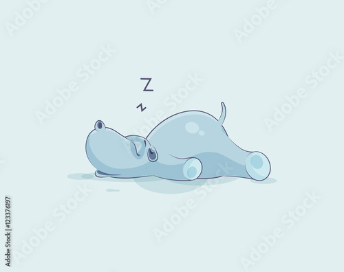 Emoji character cartoon Hippopotamus sleeps on the stomach
