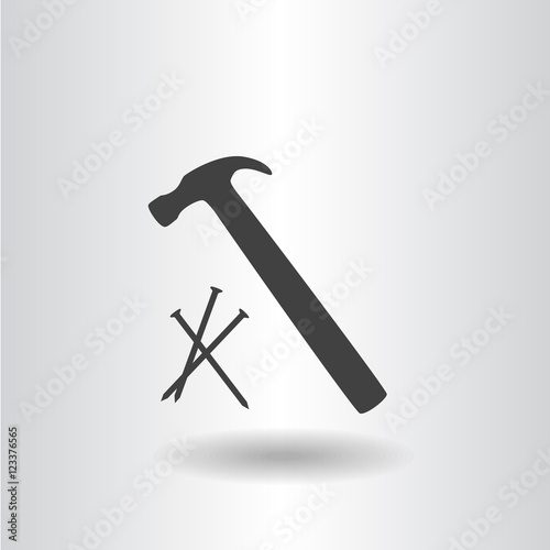 icon silhouette isolated hammer with nails black icon vector illustration