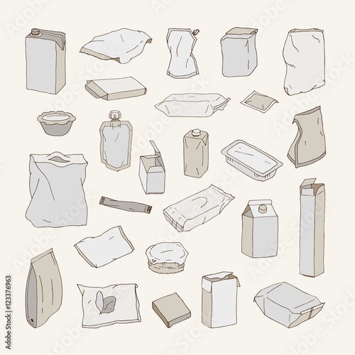vector set of packages for food products