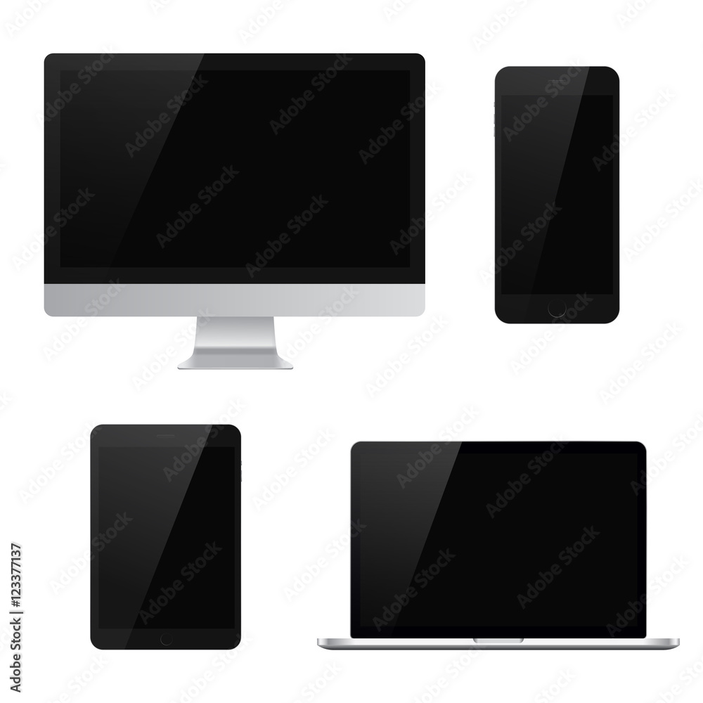 Set of vector devices. Vector computer monitor. Vector laptop. Vector smart phone. Vector tablet Set of vector devices. Vector computer monitor. Vector laptop. Vector smart phone. Vector tablet