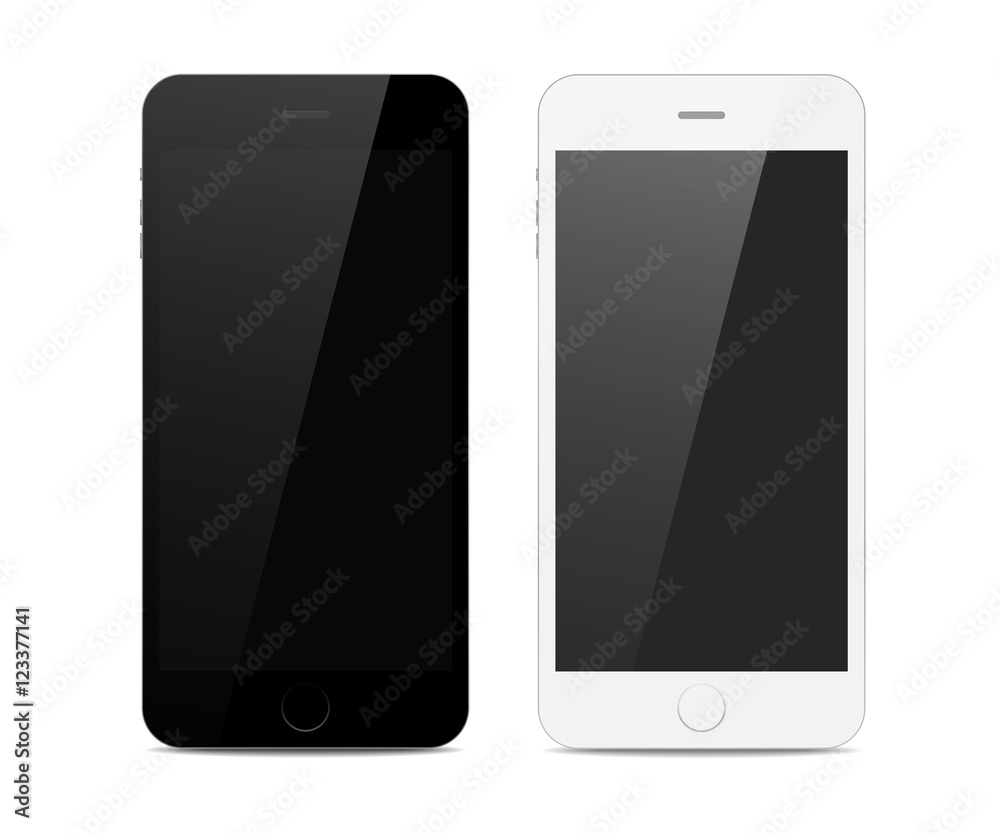 Two smatr phones with shadow, black and white Two smatr phones with shadow, black and white