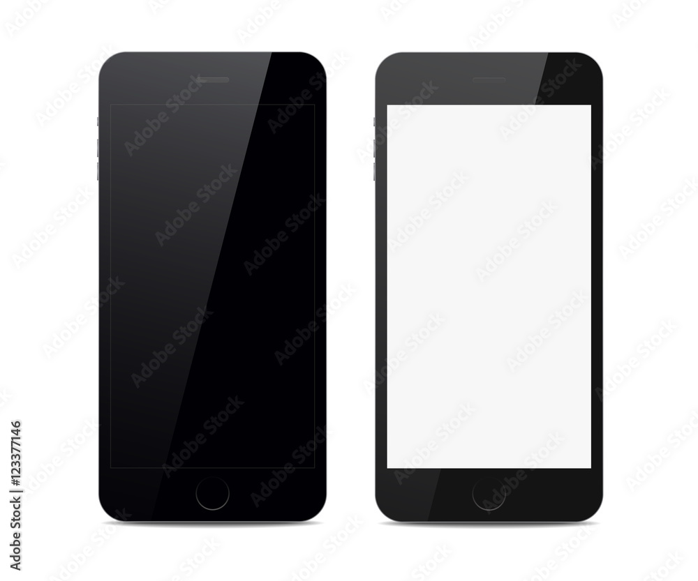 Two black smart phones with shadow Two black smart phones with shadow