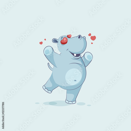 Emoji character cartoon Hippopotamus in love