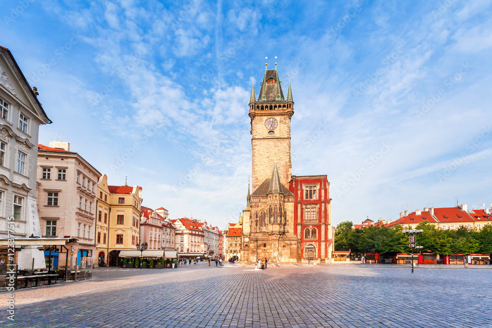Fototapeta premium Old Town City Hall in Prague, view from Old Town Square, Czech Republic