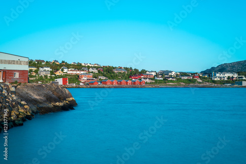 Red houses on the bay of Alta, Norway