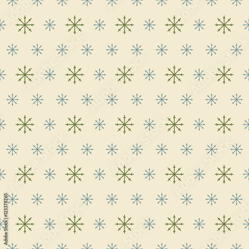 Seamless winter pattern of snowflakes in shabby colors