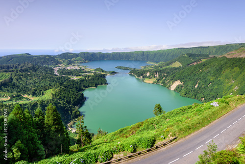 Açores ilha paradisíaca. vista panoramica para a Lagoa das Sete Cidades.