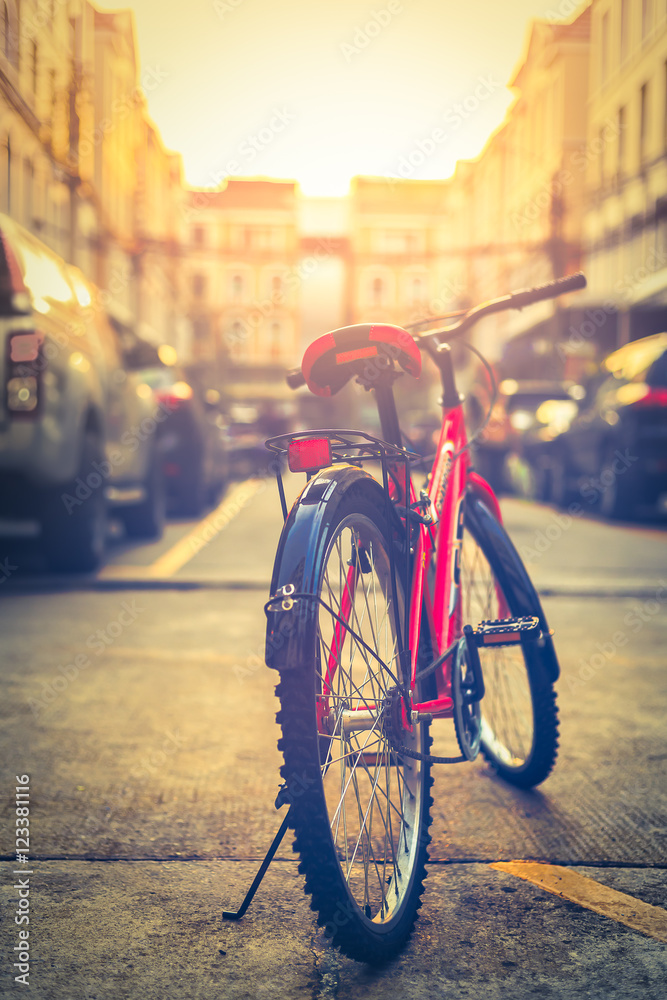 City bicycle on street City bicycle on street