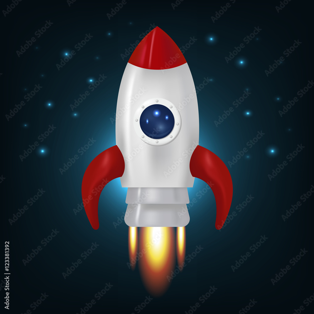 Space rocket launch, Creative idea, Rocket background, Vector il
