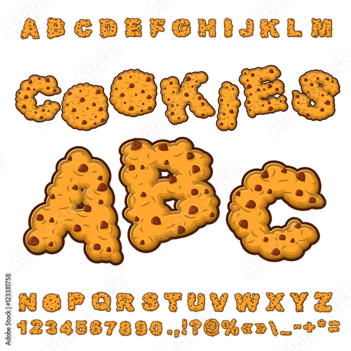 Cookies font. Food lettering. Edible typography. Baking ABC. Cra