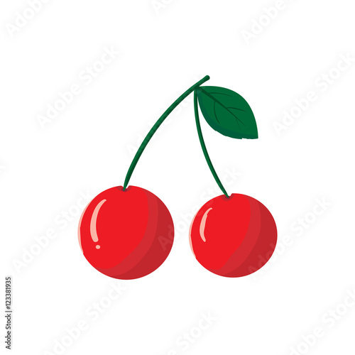 Red cherry on white