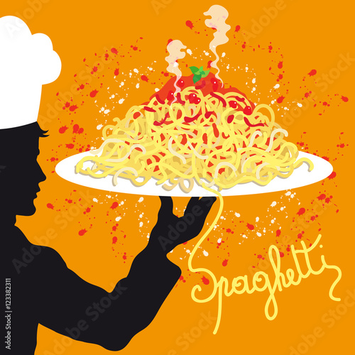 Silhouette di Cuoco con Spaghetti