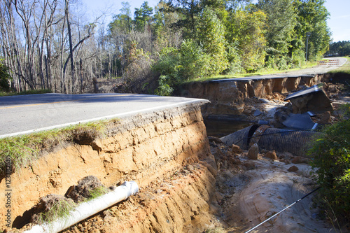 Road washed away after Hurricane Matthew photo