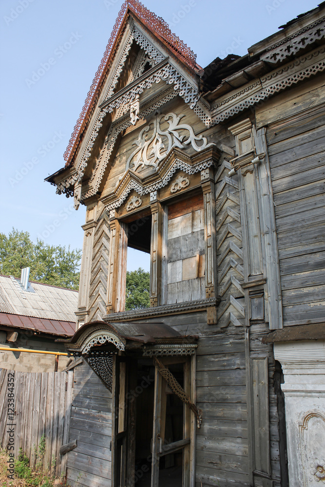 Abandoned old wooden house in Russian province