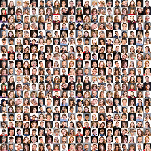 Collection of different caucasian women and men 