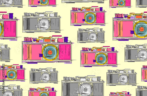 Retro camera seamless pattern