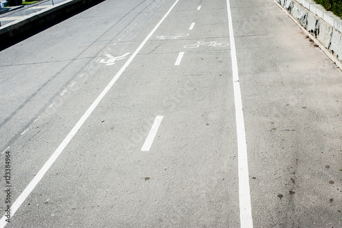 Bike path and pavement.