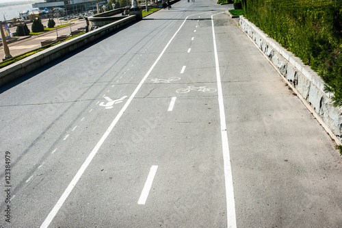 Bike path and pavement.
