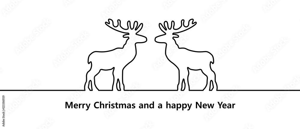 Christmas card with reindeers