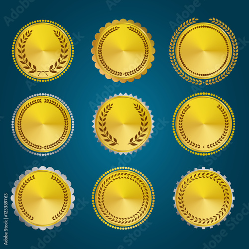 Golden Medallions and Medals with Laurel Wreath Collection