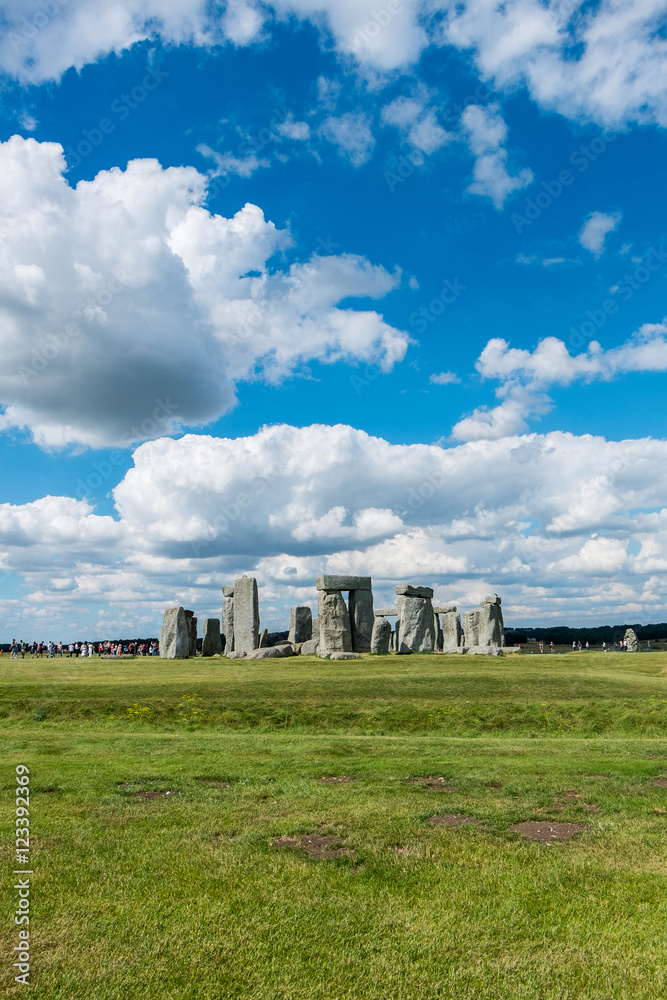 Stonehenge, England. United Kingdom. with blue cloudy sky.