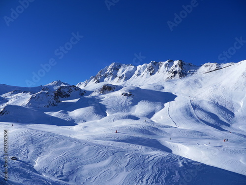 Winter snow covered mountain peaks in Europe. Great place for s