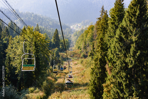 Lift seats in the Carpathian Mountains © zlatamarka