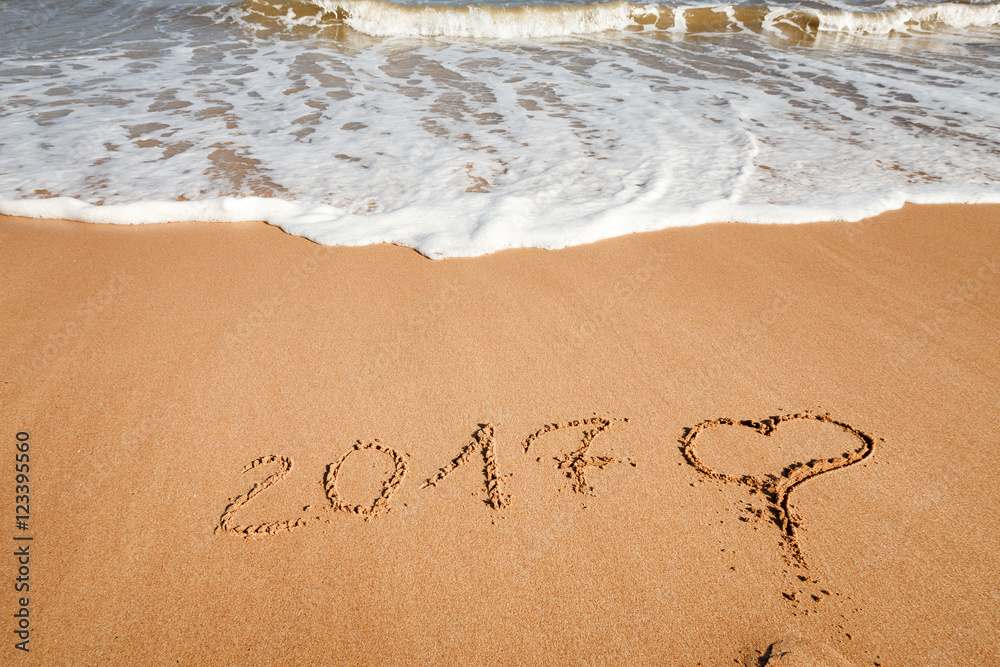 Fototapeta premium Happy New Year 2017 on the beach