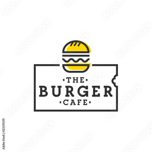Burger cafe. Burger logo, emblem, label