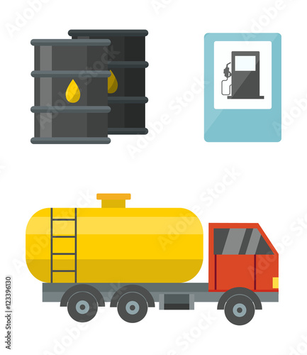 Gas oil station vector set.
