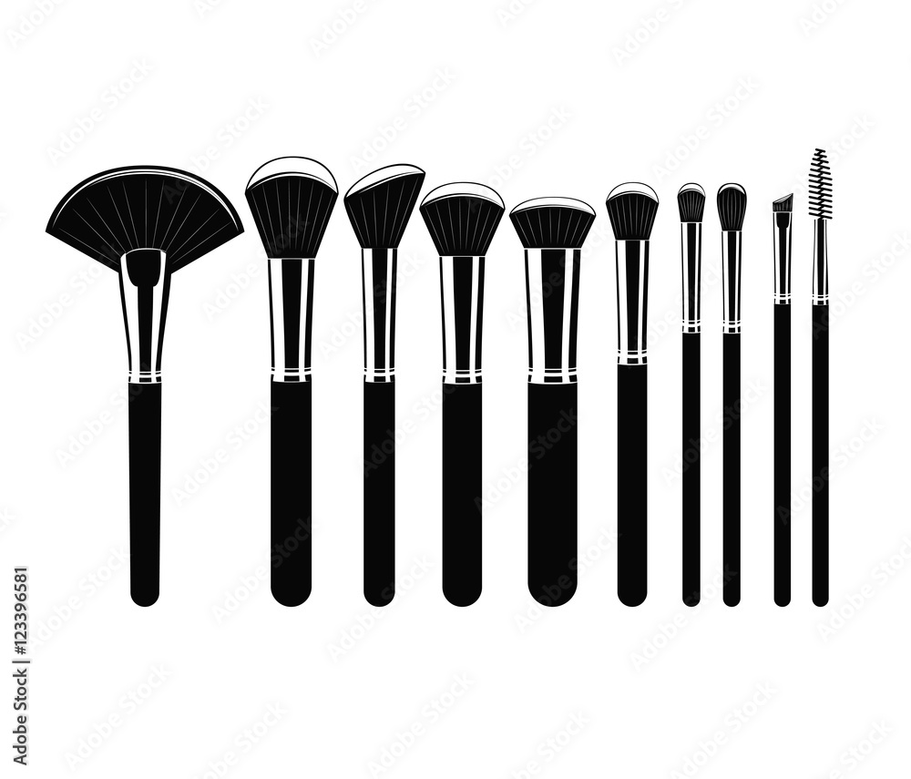 Set of Cosmetic Brushes for Make up
