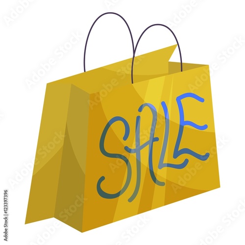 Sale paper shopping bag icon. Cartoon illustration of sale paper shopping bag vector icon for web photo