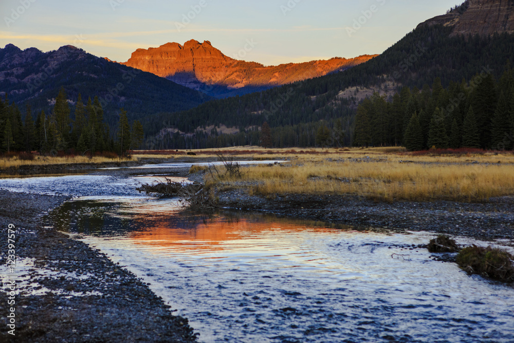 Sunset over Soda Butte Creek - Yellowstone National Park Sunset over Soda Butte Creek - Yellowstone National Park