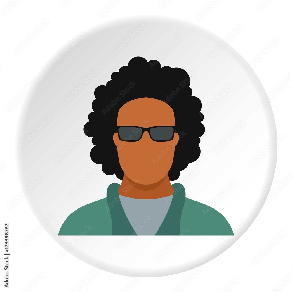 Male afro avatar icon. Flat illustration of male afro avatar vector icon for web