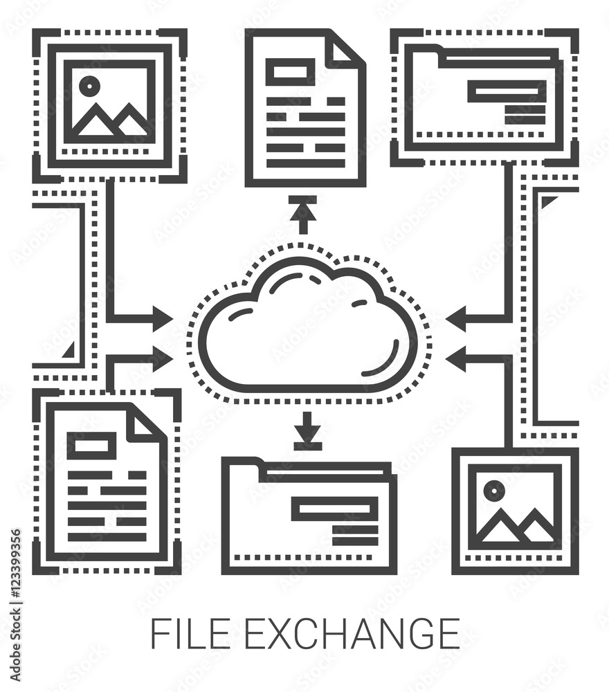 File exchange line icons. File exchange line icons.