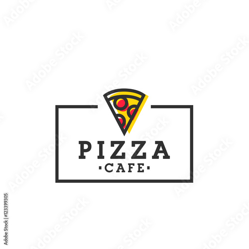 Pizza cafe. Pizza logo, emblem, label