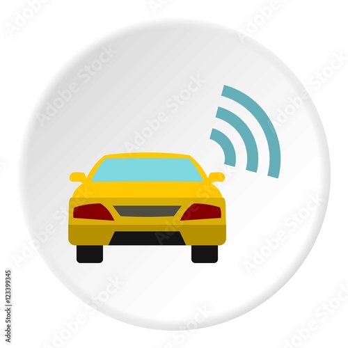 Ordering taxi via GPS icon. Flat illustration of ordering taxi via GPS vector icon for web