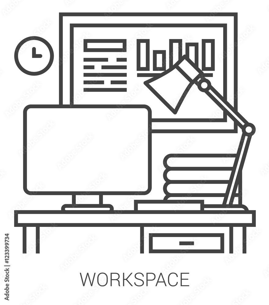 Workplace line infographic. Workplace line infographic.