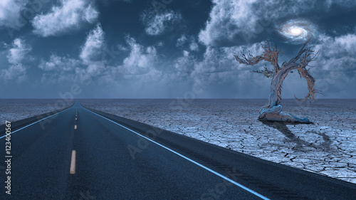 Fototapeta Naklejka Na Ścianę i Meble -  Desert Roadway  Some elements provided courtesy of NASA
