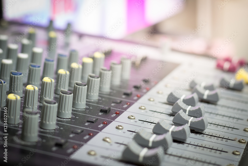 Blurred sound mixer panel soft focus Blurred sound mixer panel soft focus