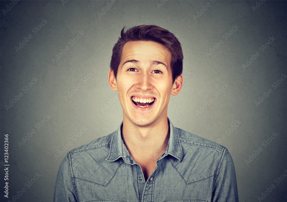 Fotografie Headshot smiling laughing modern man, creative professional