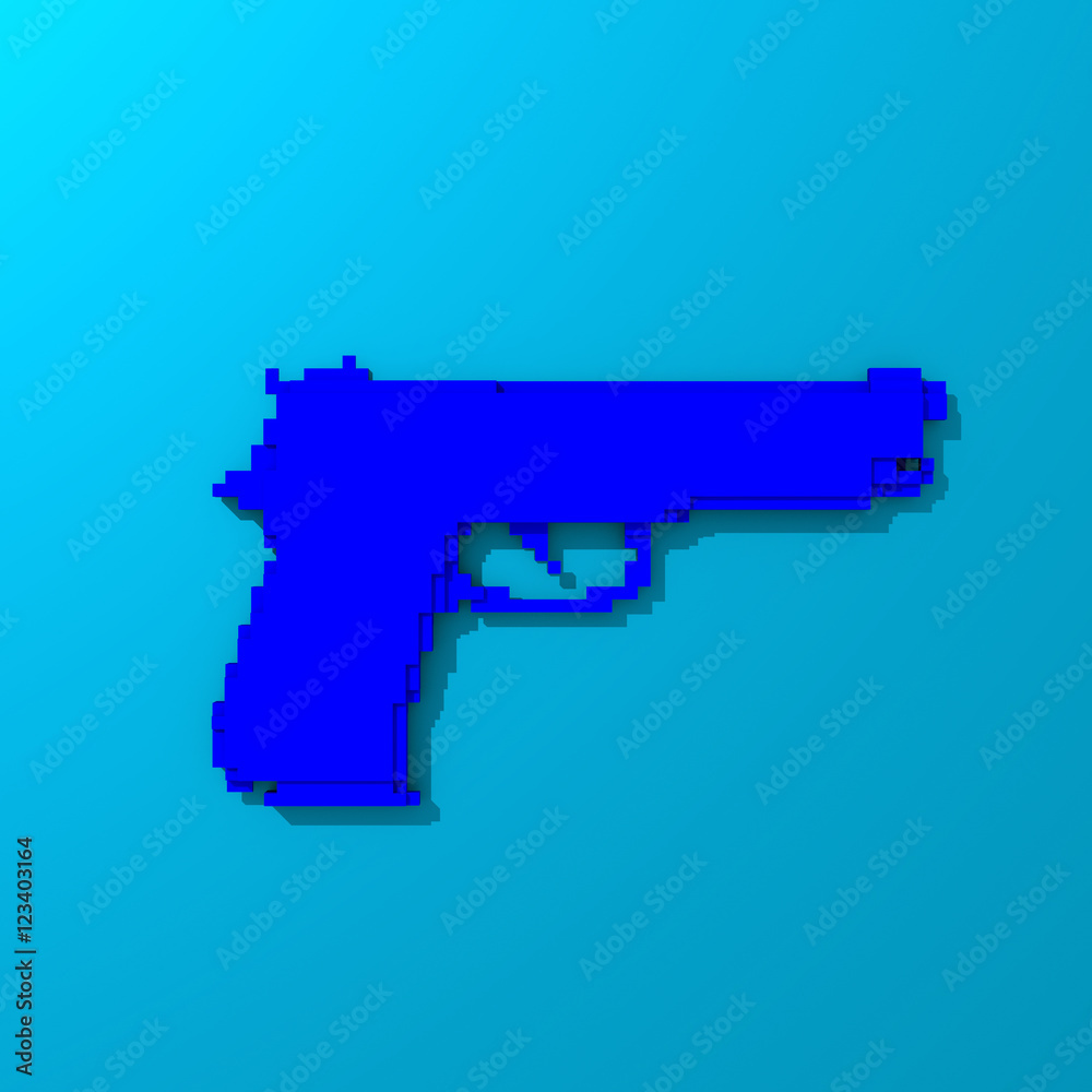 Blue low-poly pistol illustration