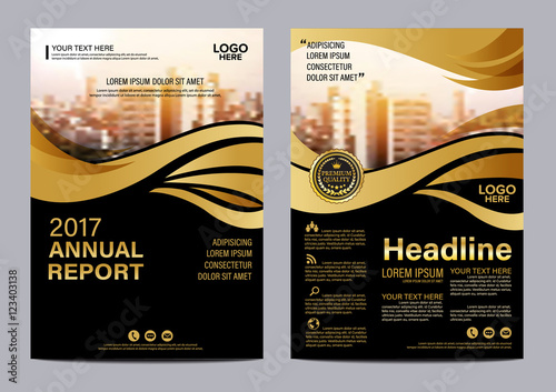 Gold brochure flyer annual report leaflet mock up template layout design