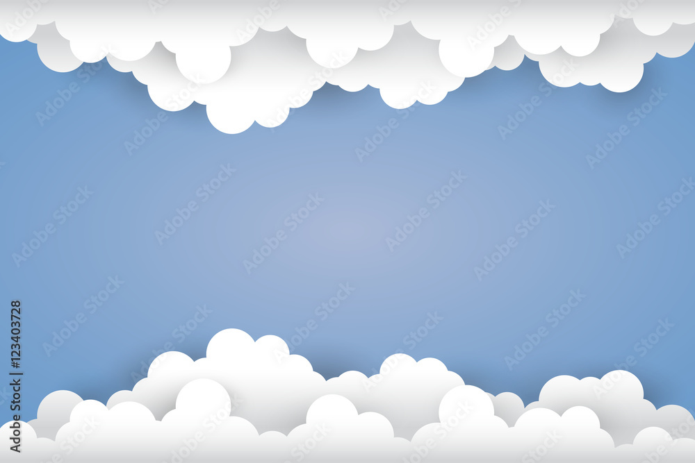Naklejka Chmura na jasnoniebieskim tle Paper art Style.vector Illustrat