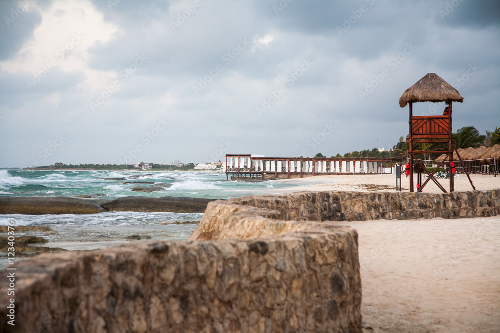 Life guard Stand on beach by Peir