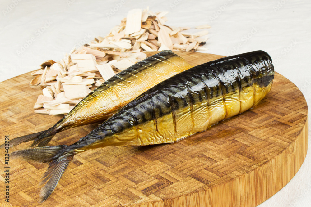 Apple wood smoked mackerel. Homemade smoked fish. Smoking chips. Apple wood smoked mackerel. Homemade smoked fish. Smoking chips.